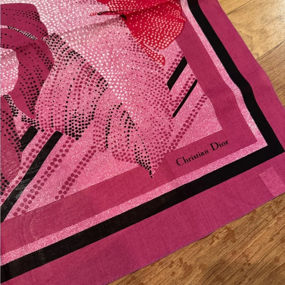 Dior Pink and Red cotton Floral Scarf wrap